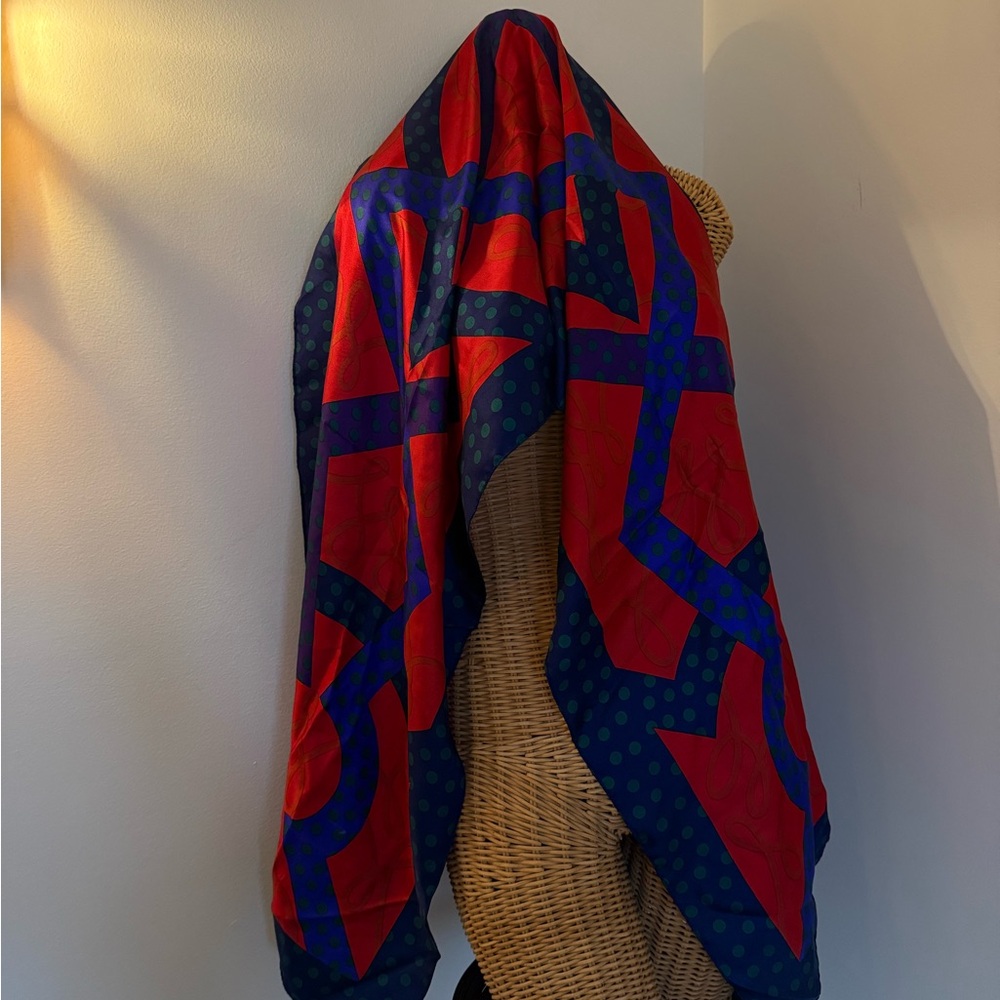 Perry Ellis Red and Blue Patterned Scarf